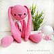 Great knitted long-eared Pink Bunny, Stuffed Toys, Saki,  Фото №1