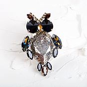 Украшения handmade. Livemaster - original item Owl brooch in the soldering technique, Swarovski crystals. Handmade.