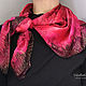 Red Silk Handkerchief 'Dance of Roses' silk satin 100%. Shawls1. Silk Batik Watercolor ..VikoBatik... My Livemaster. Фото №6