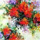 Palette knife painting on canvas. Flower painting. Red flowers, Pictures, Petrozavodsk,  Фото №1