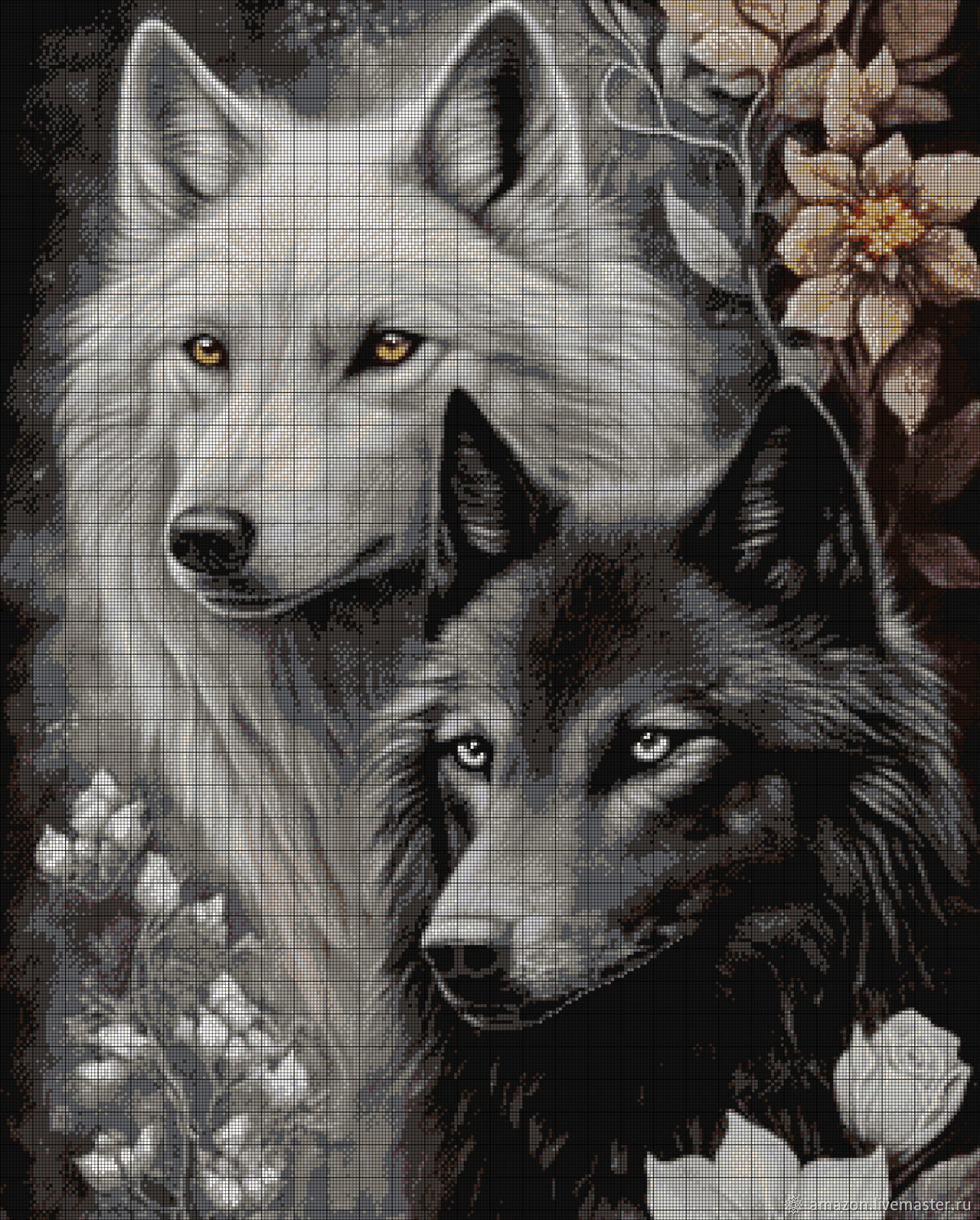 Схема картины Золотая Подкова ЗПТ-006 Волки для вышивания бисером на шелке (ЗТ006ан3039)