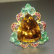 Украшения handmade. Livemaster - original item Duchess ring with natural citrine and emeralds. Handmade.