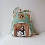 Сумки и аксессуары handmade. Livemaster - original item Leather backpack with photo painting to order for Maria.. Handmade.