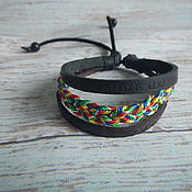 Украшения handmade. Livemaster - original item Leather Bracelet with Weaving and engraving Everything you need .... Handmade.