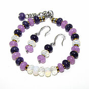 Украшения handmade. Livemaster - original item Purple moonstone and chalcedony bracelet. Handmade.