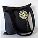 Эко-сумка "Одуванчик" - черная сумка, авоська, вышитая сумка, Чехол, Рязань,  Фото №1