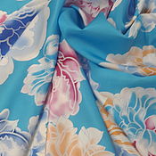Материалы для творчества handmade. Livemaster - original item Fabric: Satin silk with elastane Marni flowers on blue. Handmade.