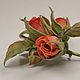 Cloth flowers Brooch - a bouquet of roses 'Orange mood'. Brooches. LIUDMILA SKRYDLOVA (flower glade). My Livemaster. Фото №4