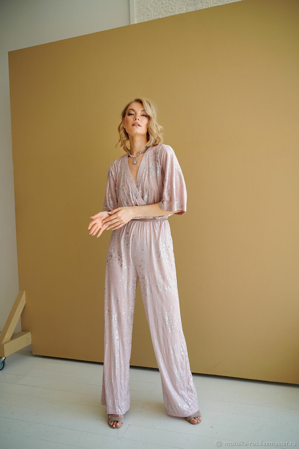 Women's jumpsuit Pink with silver viscose summer, Jumpsuits & Rompers, Novosibirsk,  Фото №1