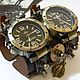 Steampunk Wristwatch 2 pcs. ' Clock with Clock' quartz, Watches, Saratov,  Фото №1