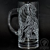 Посуда handmade. Livemaster - original item Tiger hunting. Beer mug. Handmade.