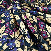 Материалы для творчества handmade. Livemaster - original item Fabric: Viscose crepe flowers on black. Handmade.