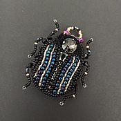 Украшения handmade. Livemaster - original item Brooch Beetle semen), rhinestones, beads. Handmade.
