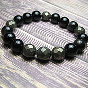Украшения handmade. Livemaster - original item Bracelet with pyrite and obsidian 