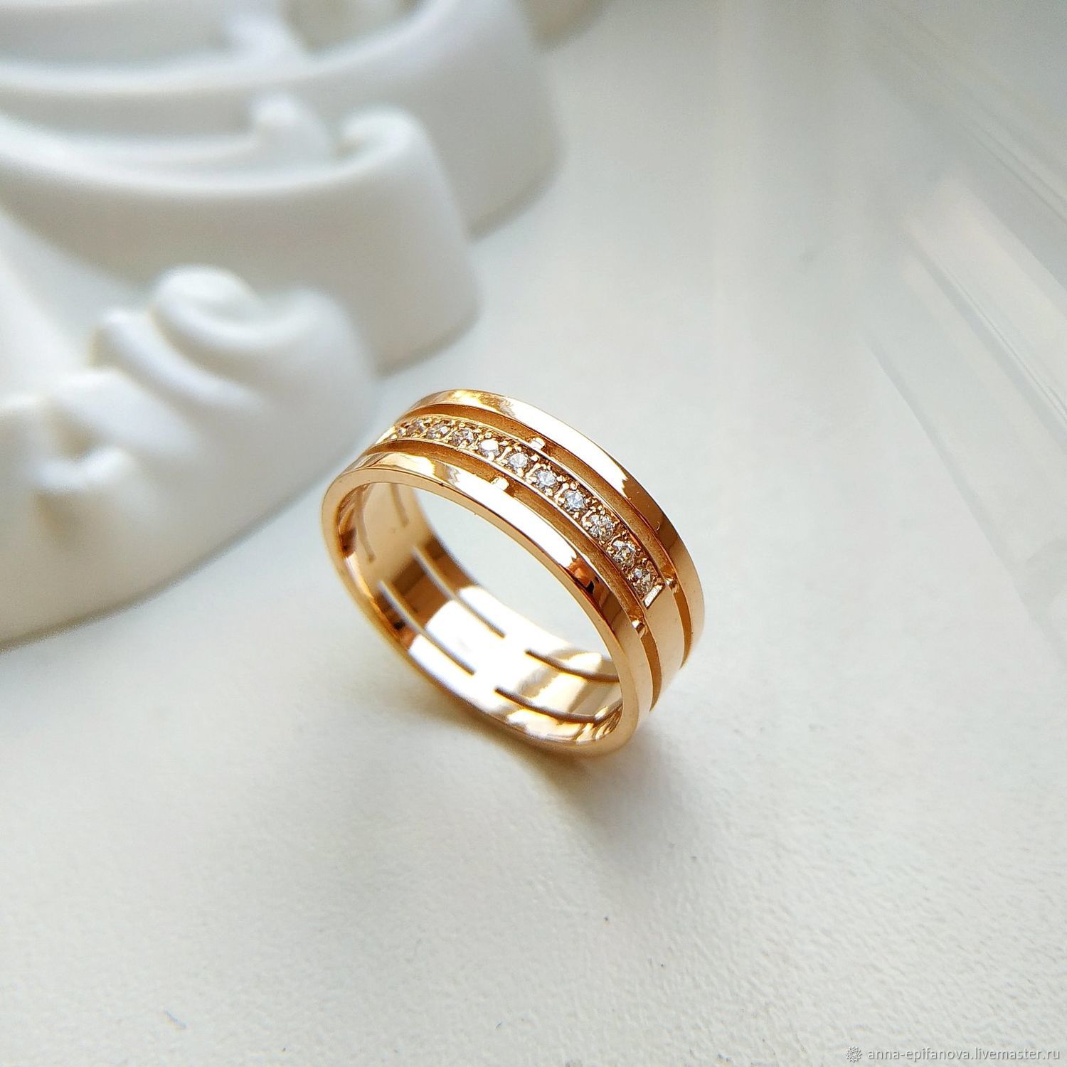 Wedding Ring with gold stones (Ob1), Engagement rings, Chelyabinsk,  Фото №1