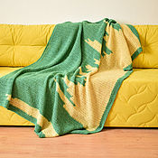 Для дома и интерьера handmade. Livemaster - original item Blankets: Plaid knitted pure Wool Green City. Handmade.