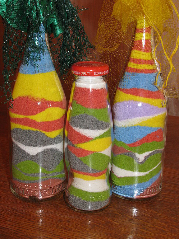 Декоративные бутылки с крупой своими руками. Мастер-класс с пошаговыми фото