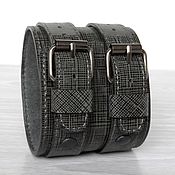 Украшения handmade. Livemaster - original item Grey Blac Leather Bracelet, Wide Black Leather Bangle. Handmade.