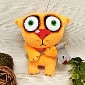 Куклы и игрушки handmade. Livemaster - original item Keychain cat with axe plush stuffed toy, multi-colored. Handmade.