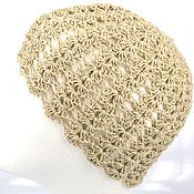 Аксессуары handmade. Livemaster - original item Hand-knitted women`s hat made of linen. Handmade.