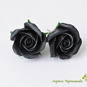 Украшения ручной работы. Ярмарка Мастеров - ручная работа Earrings carnations roses black. Handmade.