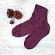 Order Plum Socks with patterns 39-41 wool openwork knitted plum leaves. knitsockswool. Livemaster. . Socks Фото №3