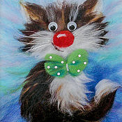Картины и панно handmade. Livemaster - original item Picture of wool Funny cat. Handmade.