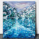 Mountain landscape oil. the big picture. Oil painting of the mountains and the sea, Pictures, Astrakhan,  Фото №1