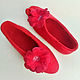 Red felted mallow Slippers. Slippers. snezhana-snezhina (snezhanap). Online shopping on My Livemaster.  Фото №2