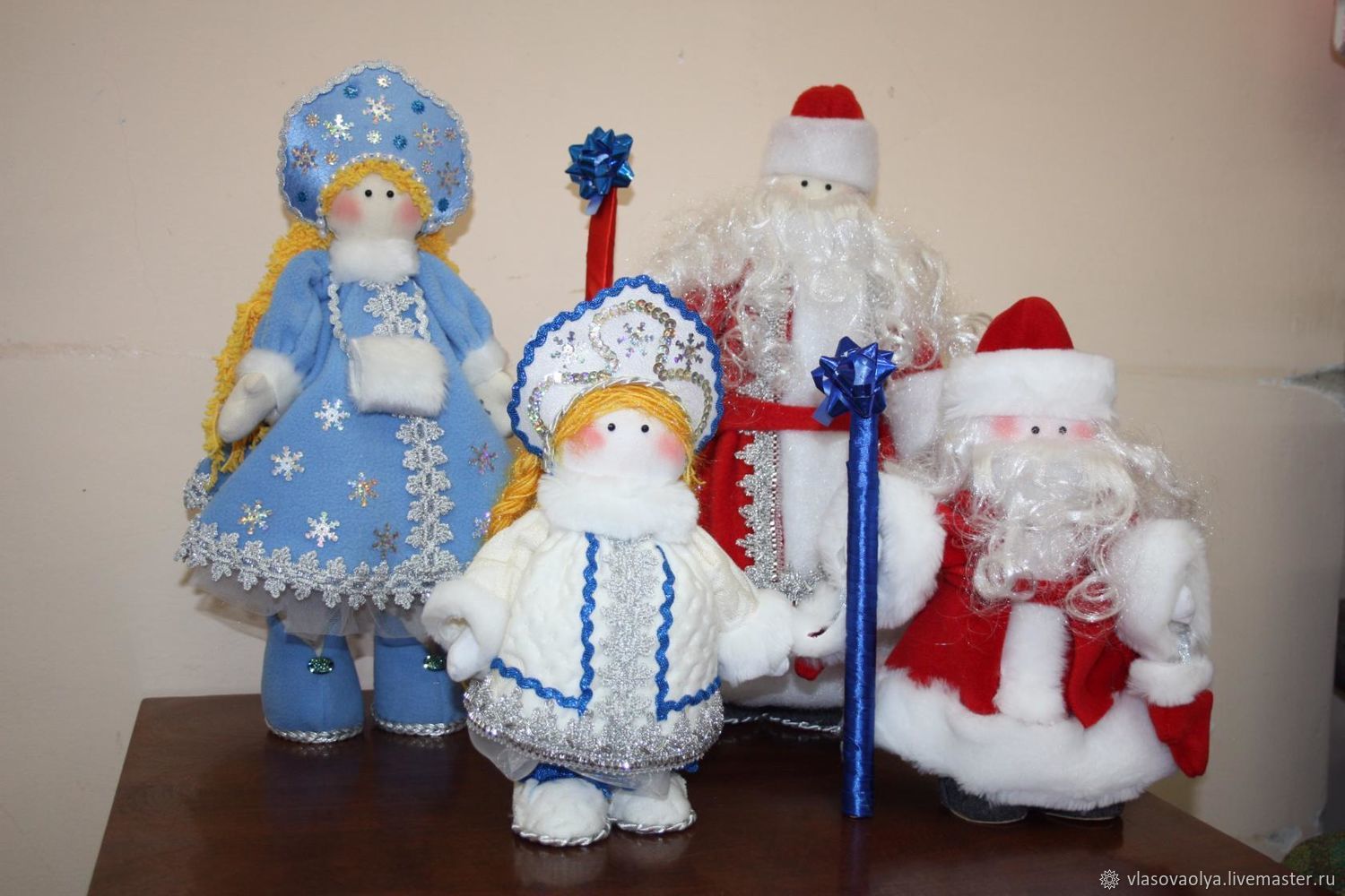 Дед Мороз и Снегурочка интерьерные куклы