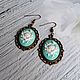 Earrings with cameos Rose mint background in bronze 18h25. Subculture decorations. CvetlanaCm (avtorbiju). My Livemaster. Фото №6