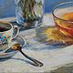 Tea with honey. AUGUST. Oil painting on canvas. Pictures. Tatiana Chepkasova. My Livemaster. Фото №4