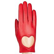 Винтаж handmade. Livemaster - original item Size 7.5. Car gloves made of red leather with decor.cutout. Handmade.