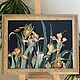 A gift to a woman is an oil painting of Iris Flowers. 36:47 cm, Pictures, Moscow,  Фото №1