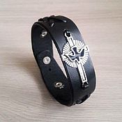 Украшения handmade. Livemaster - original item Leather bracelet with a cross and a braided leather cord. Handmade.