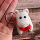 A white hippo with a heart. keychain, Felted Toy, Ufa,  Фото №1