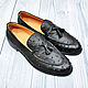 Zapatos holgazanes de cuero de avestruz para hombre con borlas, Loafers, St. Petersburg,  Фото №1