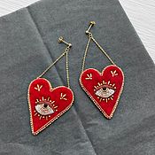 Украшения handmade. Livemaster - original item Red Heart Earrings I SEE. Handmade.