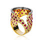 Золотое кольцо с цветными сапфирами 4,9ct  German Kabirski, Кольца, Москва,  Фото №1