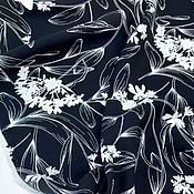 Материалы для творчества handmade. Livemaster - original item Fabric: Viscose Twill Flowers on Black. Handmade.