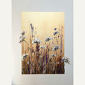 Картины и панно handmade. Livemaster - original item Painting Wildflowers on gold interior painting. Handmade.