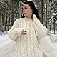Длинный свитер из мериноса белого цвета крупной вязки оверсайз. Свитеры. Kardigan sviter - женский вязаный свитер кардиган. Ярмарка Мастеров.  Фото №5