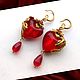 Серьги "Blossom heart" с стеклянными сердечками, Серьги классические, Волгоград,  Фото №1