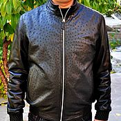 Мужская одежда handmade. Livemaster - original item Men`s jacket, made of ostrich leather and calfskin, in black!. Handmade.
