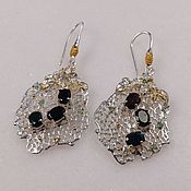 Украшения handmade. Livemaster - original item Silver earrings with natural black opal. Handmade.