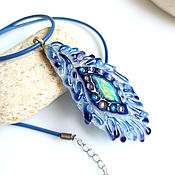 Украшения handmade. Livemaster - original item Fused glass pendant. Feather Firebird. Handmade.