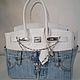 Джинсовая кожаная сумка в стиле Birkin 30. My Handmade, Классическая сумка, Новороссийск,  Фото №1