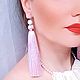 Серьги кисти "Розовый тюльпан" винтажные цветы, Серьги-кисти, Санкт-Петербург,  Фото №1