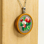 Украшения handmade. Livemaster - original item Pendant with micro-embroidery 