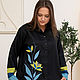 Black Linen Shirt Holly Blue Green. Shirts. NATALINI. My Livemaster. Фото №8